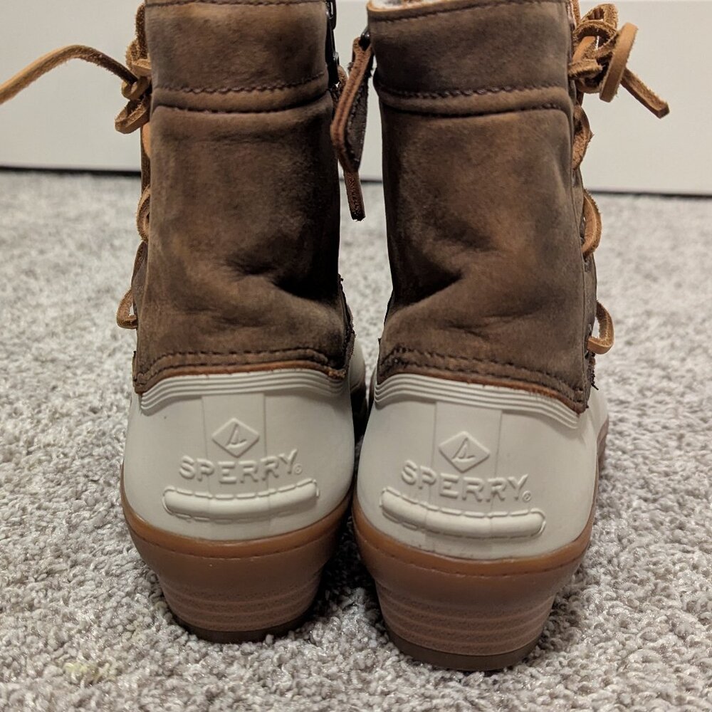 Sperry Top-Sider Women's Saltwater Wedge Zip Up Rain Boot Spray Ivory 8 - Picture 12 of 15